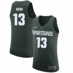 Men Gabe Brown Michigan State Spartans #13 Nike NCAA Green Authentic College Stitched Basketball Jersey GB50H28BP